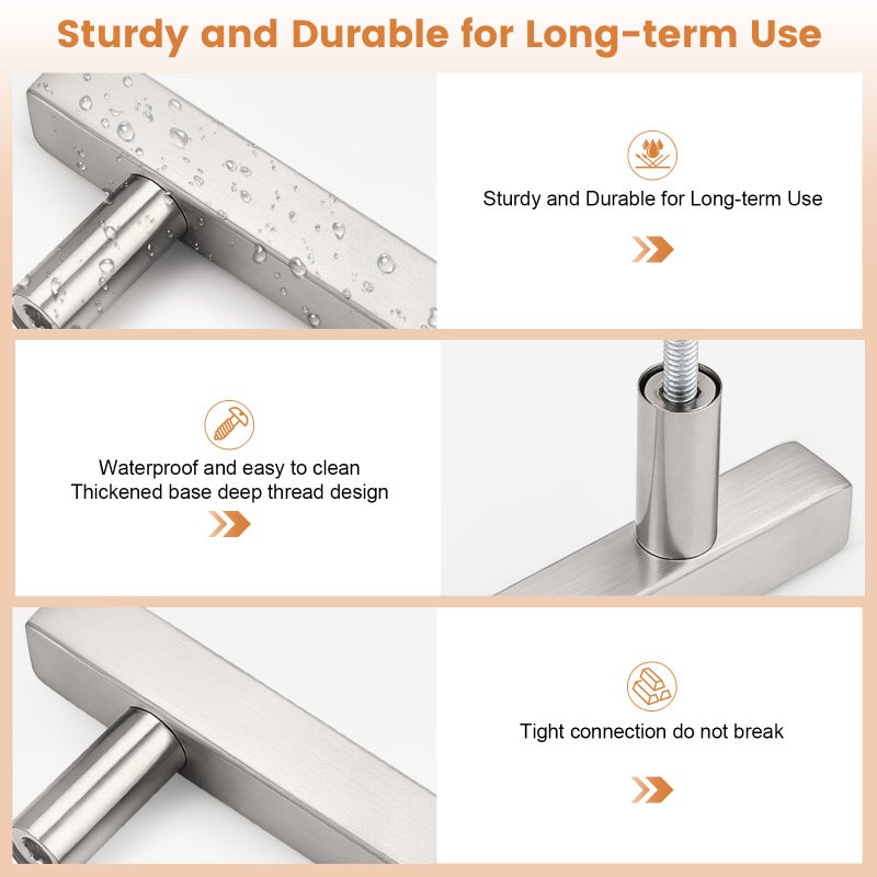 Probrico Cabinet Handles-Pack of 10 Satin Nickel 2-1/2inch (64mm) Hole Centers Square T Bar Kitchen Cabinet Handles Drawer Pulls for Kitchen Furniture Hardware - Image 3